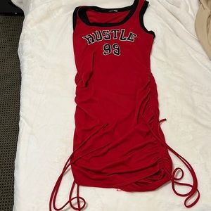 Rouched fashion nova red mini dress never worn